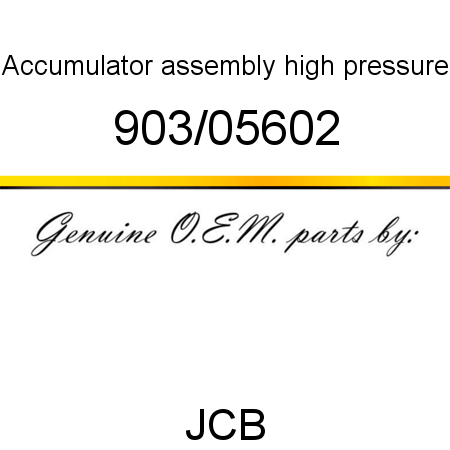 Accumulator, assembly, high pressure 903/05602