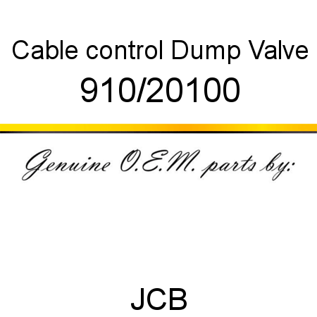 Cable, control, Dump Valve 910/20100