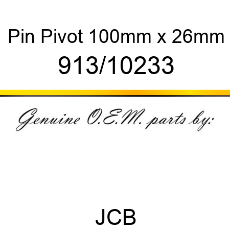 Pin, Pivot, 100mm x 26mm 913/10233