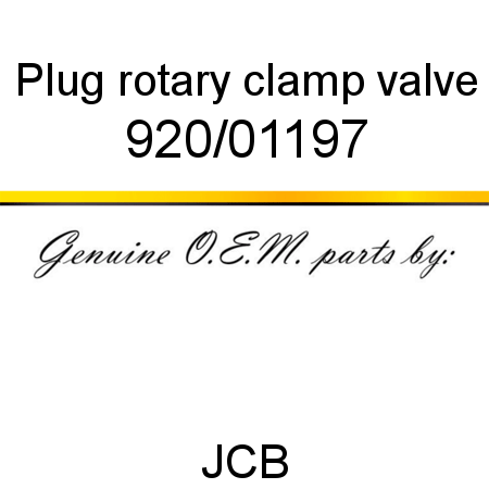 Plug, rotary clamp valve 920/01197