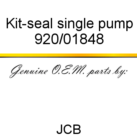 Kit-seal, single pump 920/01848