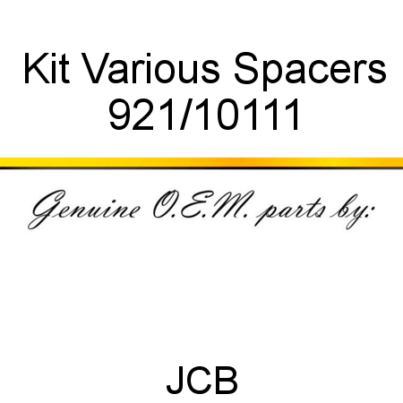 Kit, Various Spacers 921/10111