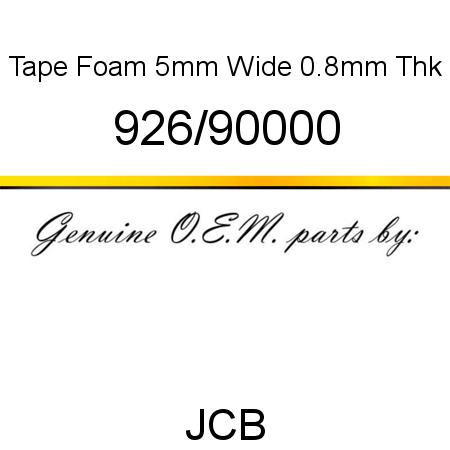 Tape, Foam, 5mm Wide, 0.8mm Thk 926/90000
