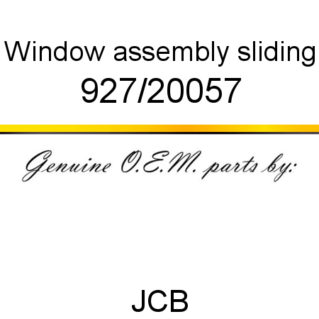 Window, assembly, sliding 927/20057