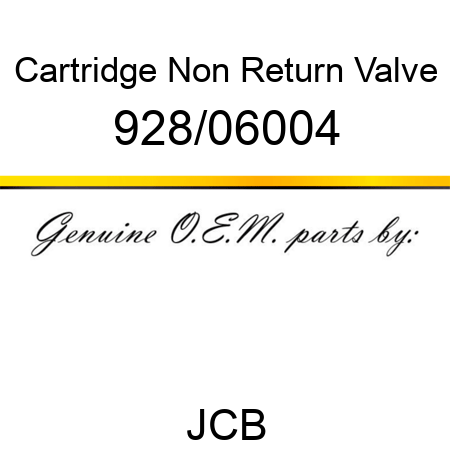 Cartridge, Non Return Valve 928/06004