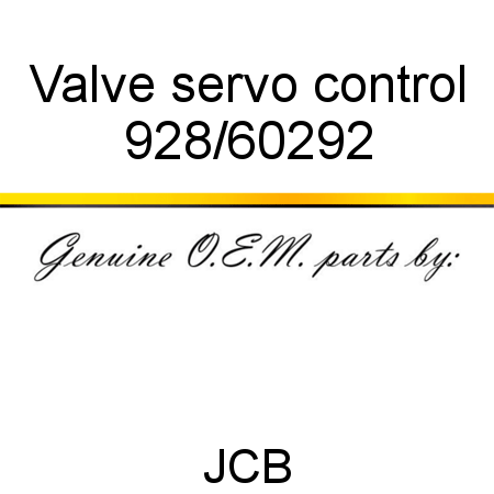 Valve, servo control 928/60292