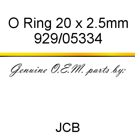 O Ring, 20 x 2.5mm 929/05334