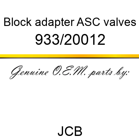 Block, adapter, ASC valves 933/20012