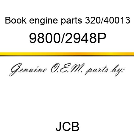 Book, engine parts, 320/40013 9800/2948P