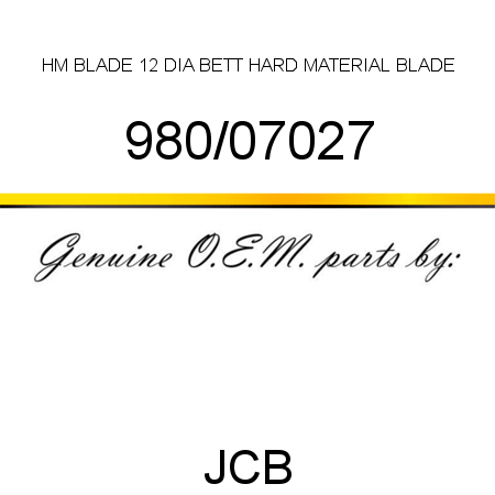 HM BLADE 12 DIA BETT, HARD MATERIAL BLADE 980/07027