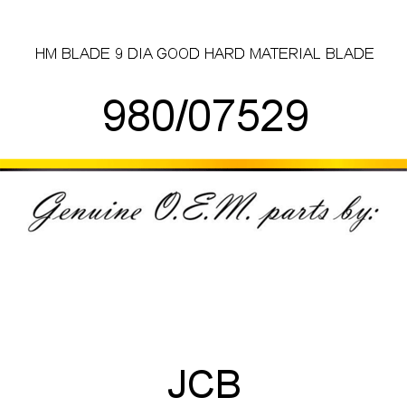 HM BLADE 9 DIA GOOD, HARD MATERIAL BLADE 980/07529