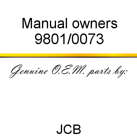 Manual, owners 9801/0073
