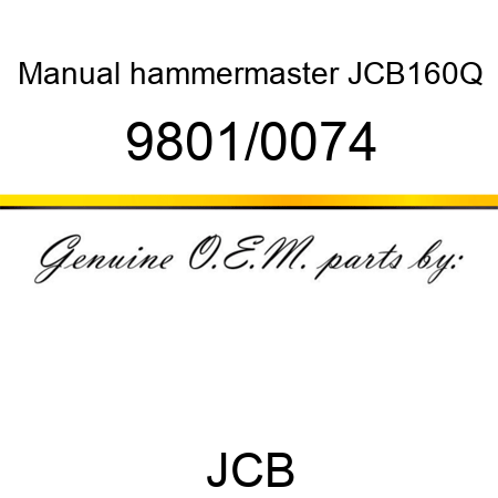Manual, hammermaster JCB160Q 9801/0074
