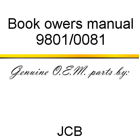 Book, owers manual 9801/0081