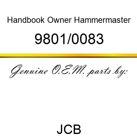 Handbook, Owner, Hammermaster 9801/0083