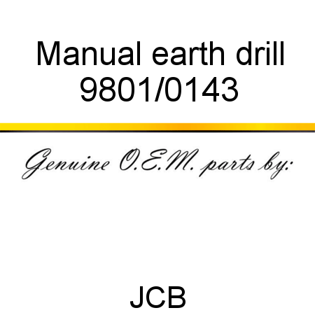 Manual, earth drill 9801/0143