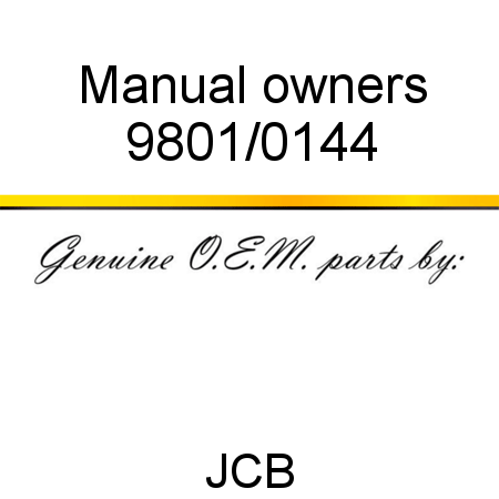 Manual, owners 9801/0144