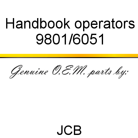Handbook, operators 9801/6051