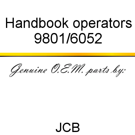 Handbook, operators 9801/6052