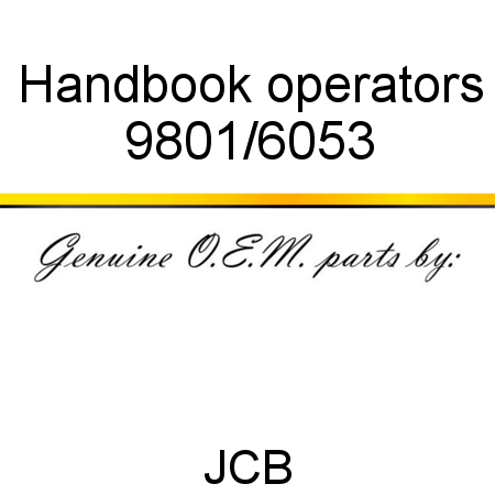 Handbook, operators 9801/6053