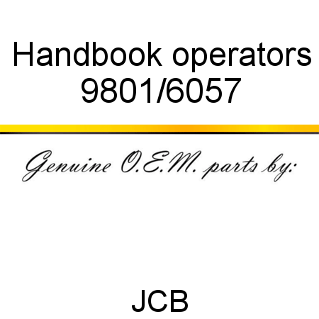 Handbook, operators 9801/6057