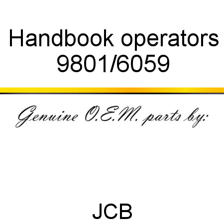 Handbook, operators 9801/6059