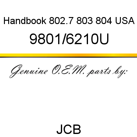 Handbook, 802.7, 803, 804, USA 9801/6210U