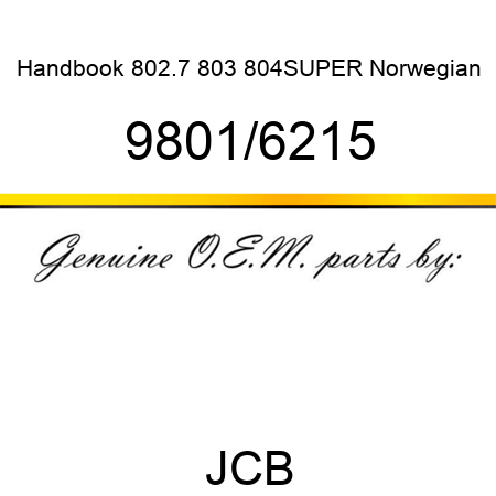 Handbook, 802.7, 803, 804SUPER, Norwegian 9801/6215