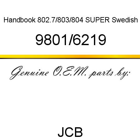 Handbook, 802.7/803/804 SUPER, Swedish 9801/6219