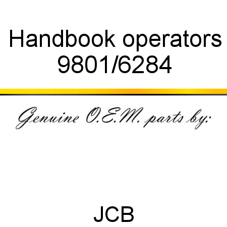 Handbook, operators 9801/6284
