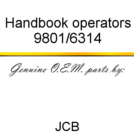 Handbook, operators 9801/6314