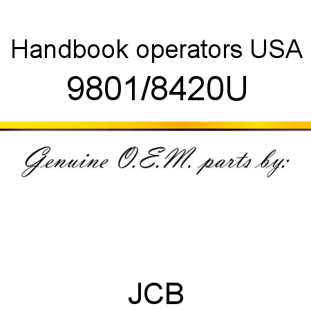 Handbook, operators, USA 9801/8420U