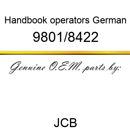 Handbook, operators, German 9801/8422