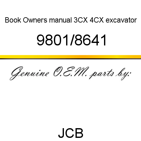 Book, Owners manual, 3CX 4CX excavator 9801/8641