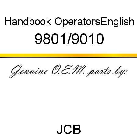 Handbook, Operators,English 9801/9010