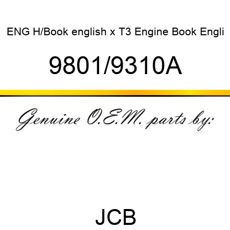ENG H/Book english x, T3 Engine Book Engli 9801/9310A