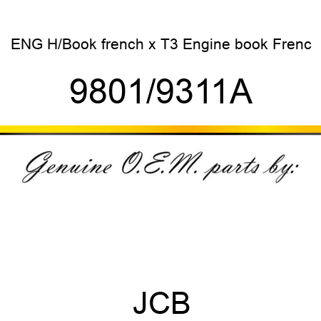 ENG H/Book french x, T3 Engine book Frenc 9801/9311A