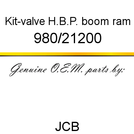 Kit-valve, H.B.P., boom ram 980/21200