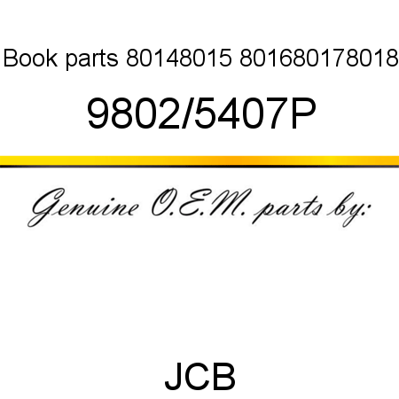 Book, parts, 8014,8015,, 8016,8017,8018 9802/5407P