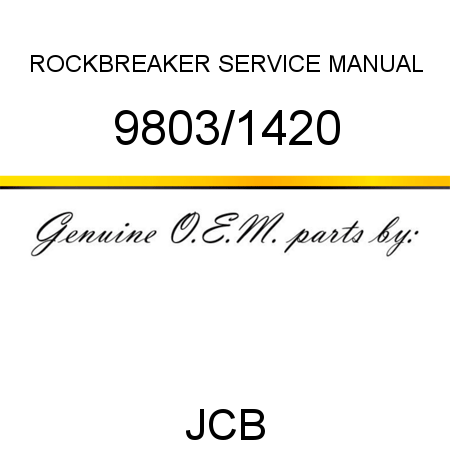 ROCKBREAKER, SERVICE MANUAL 9803/1420