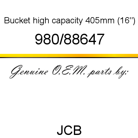 Bucket, high capacity, 405mm (16