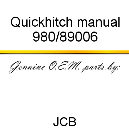 Quickhitch, manual 980/89006
