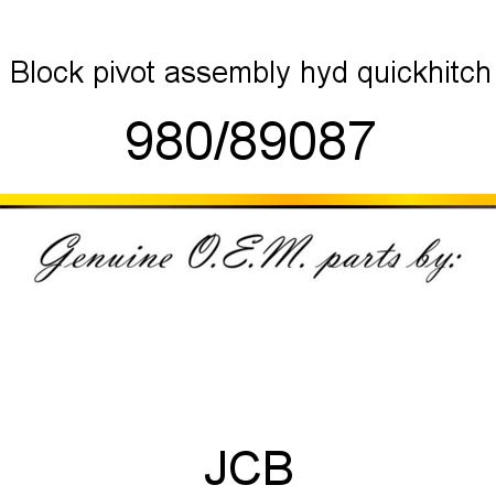 Block, pivot assembly, hyd quickhitch 980/89087