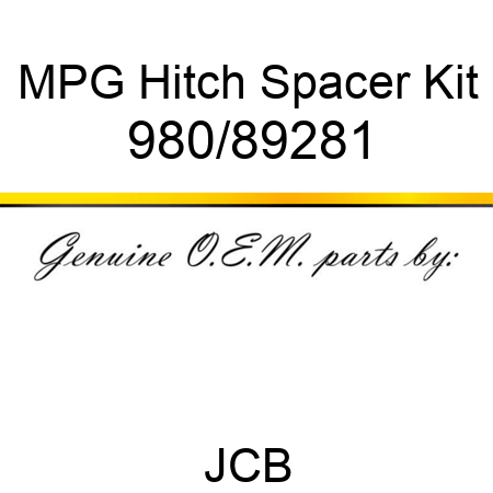 MPG Hitch Spacer Kit 980/89281