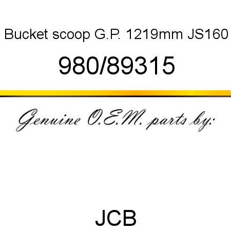 Bucket, scoop, G.P. 1219mm, JS160 980/89315