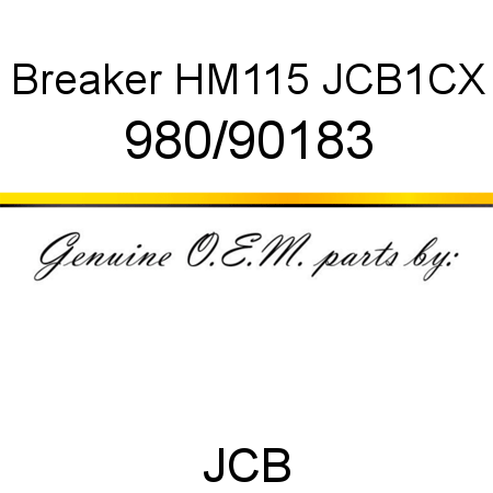 Breaker, HM115, JCB1CX 980/90183