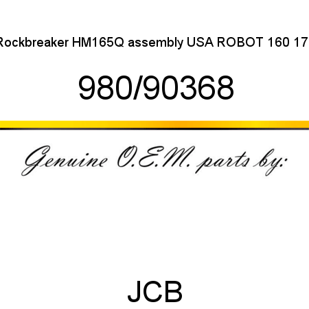 Rockbreaker, HM165Q assembly USA, ROBOT 160, 170 980/90368