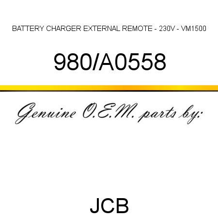 BATTERY CHARGER, EXTERNAL REMOTE - 230V - VM1500 980/A0558