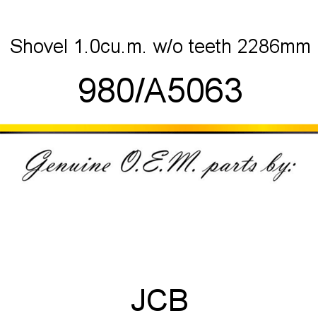 Shovel, 1.0cu.m. w/o teeth, 2286mm 980/A5063