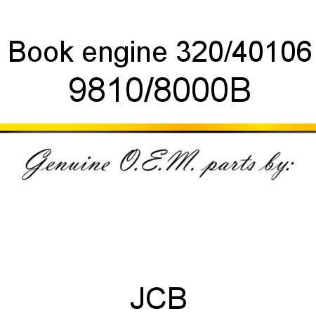 Book, engine 320/40106 9810/8000B